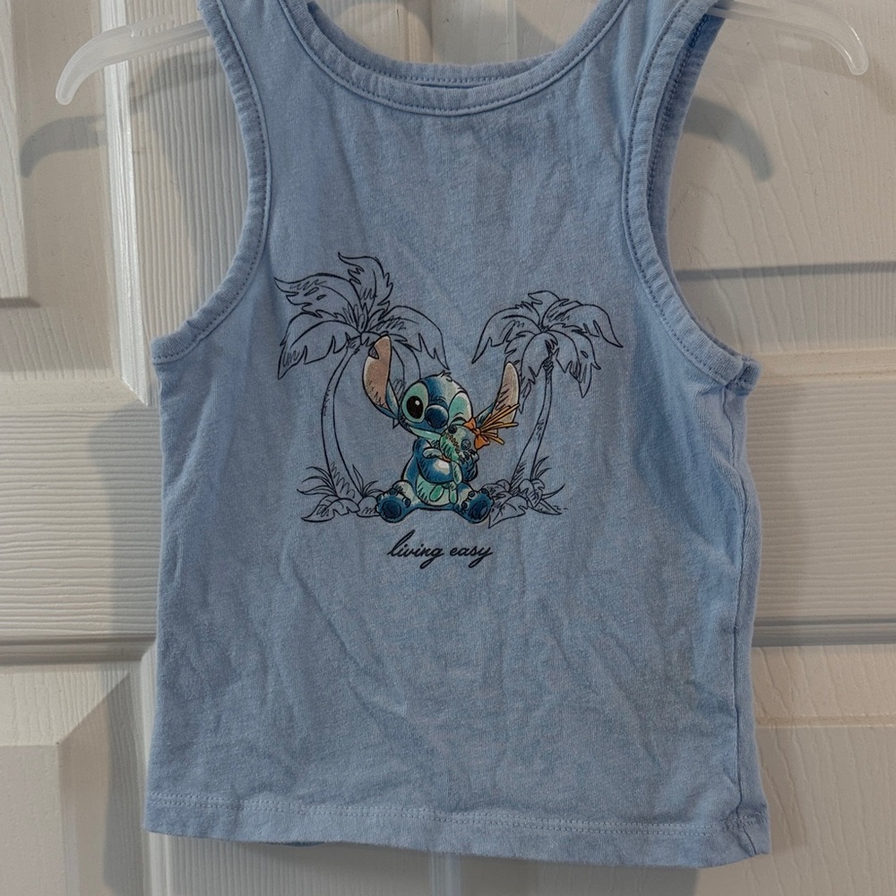 Old Navy Light Blue Stitch Graphic Tank Top for Kids